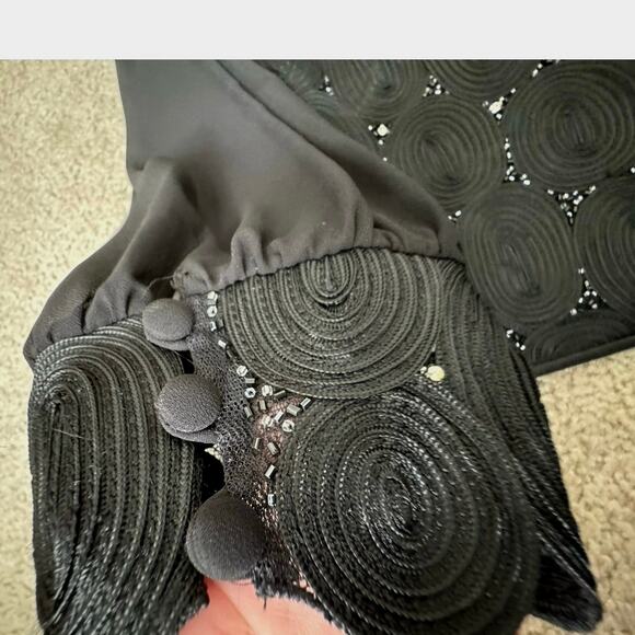 Vintage Louise Ricci Embroidered Rhinestone Embellished Jacket Black size 20 - Picture 7 of 15